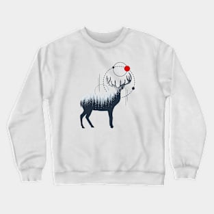 Deer Forest, Abstract Forest, Black Design Crewneck Sweatshirt